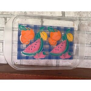1979 Andre Moran Vintage Acrylic Fruit Pattern Serving‎ Tray
